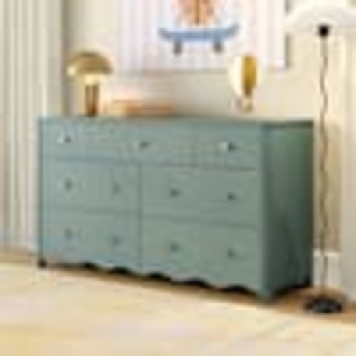 Max & Lily Sutton Meadow Green 7 Drawer 56 in. Wide Dresser 4500138200-116