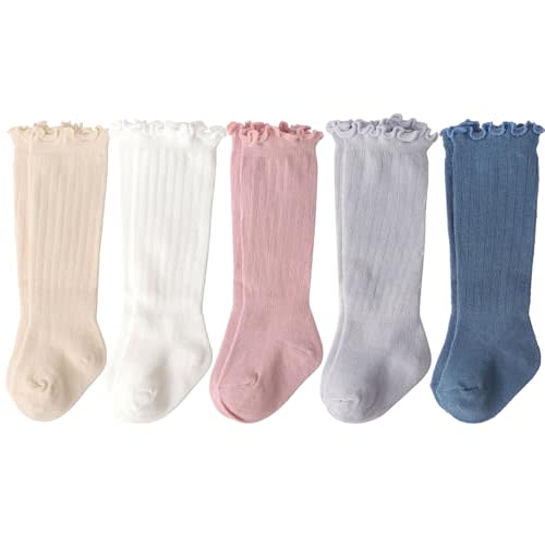 BQUBO Baby Knee High Sock Toddler Girl Dress Socks Baby Knit Stocking Cotton Infant Girls Socks