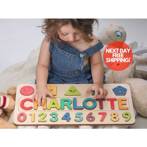 Wooden Name Puzzle | Gift for Kids | Name Puzzles for Toddlers | Montessori Baby Toys | First Birthday Gift | Baby Shower Gift