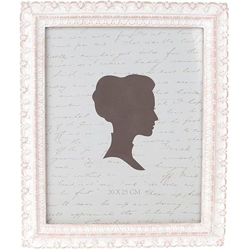 AELS 8x10 Inch Vintage Picture Frame, Elegant Antique Photo Frames with Glass Front, Photo Display, Tabletop Wall Hanging, Gift Ideas, White and Pink