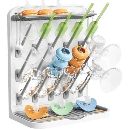 Lifewit Large Baby Bottle Drying Rack, 15 Hooks Vertical Rack Dryer with Removable Pacifiers Box, Drip Tray, Space Saving Countertop Holder Organizer for Weighted Straws, Pump Parts