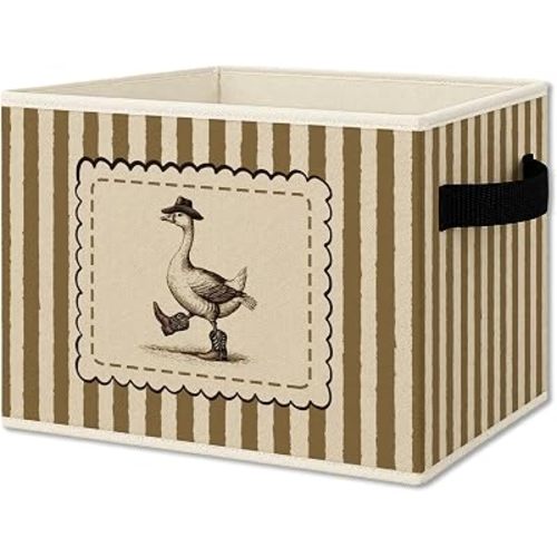 Western Cowboy Goose Nursery Cube Storage Bins with Handles, Farm Animal Nursery Collapsible Fabric Storage Basket Boxes Toys Books Clothes Organizer for Kids Boys Room Bedroom Bathroom