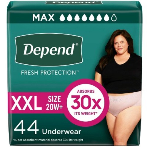 Depend Fresh Protection Adult Incontinence & Postpartum Underwear for Women - Maximum Absorbency - XXL - Blush - 44ct