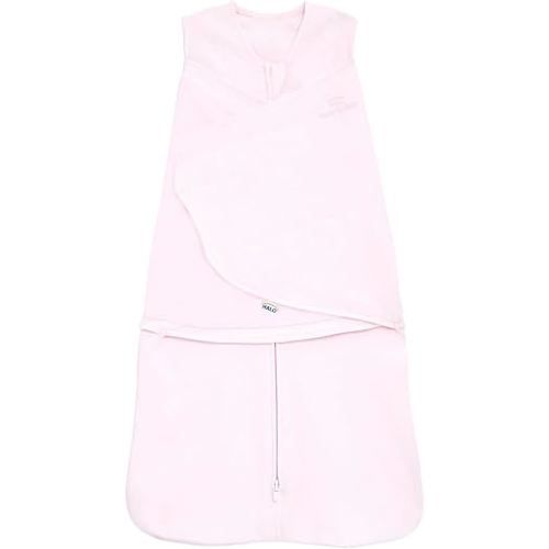 HALO 100% Cotton Sleepsack Swaddle, 3-Way Adjustable Wearable Blanket, TOG 1.5, Soft Pink, Newborn, 0-3 Months