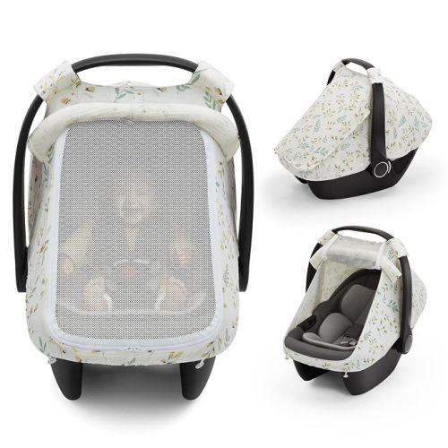 Blissful Diary Muslin Baby Car Seat Cover, Infant Canopy, Sunshine