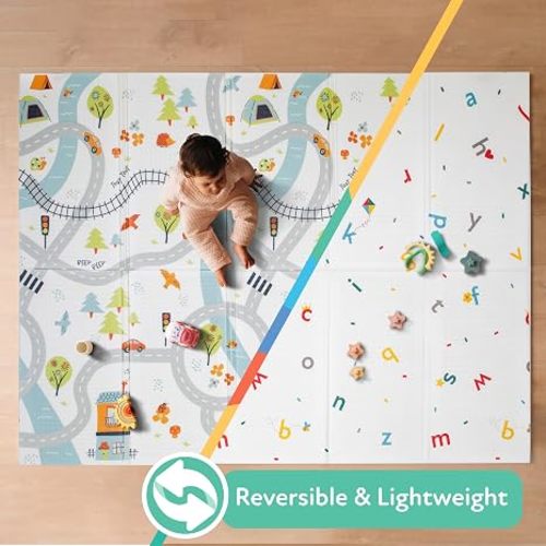Nuby Reversible Baby Floor Mat | Car Tracks
