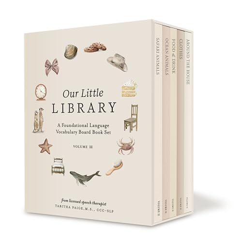 Our Little Library Vol. 2: First 100 Words Board Book Box Set, including Ocean Animals, Safari Animals, Food and Drink, Clothes, and Around the House (Tabitha Paige Children's Book Series)