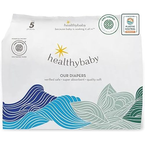 Our Diapers | EWG Verified Safe & Plant-Based Diapers | Leak Protection | Soft Organic Cotton Shell | Chlorine-Free Diaper for Sensitive Skin | Size 5 (27-35 lbs) 30 Count