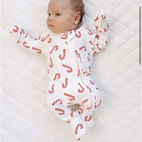 Full Zip Romper Pajamas Set | Classic Candy Cane