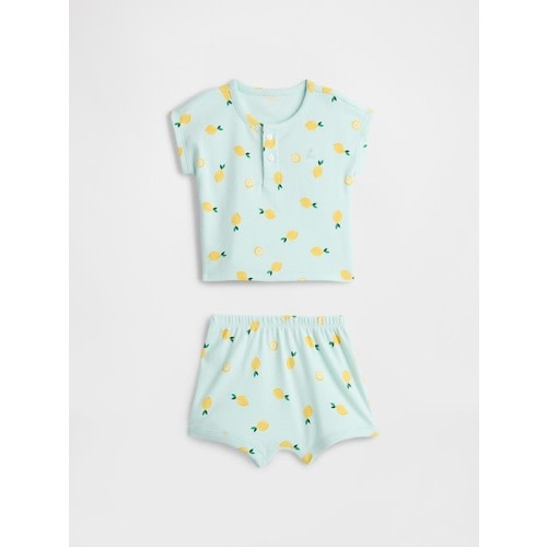 Baby Ribbed Henley Two-Piece Outfit Set