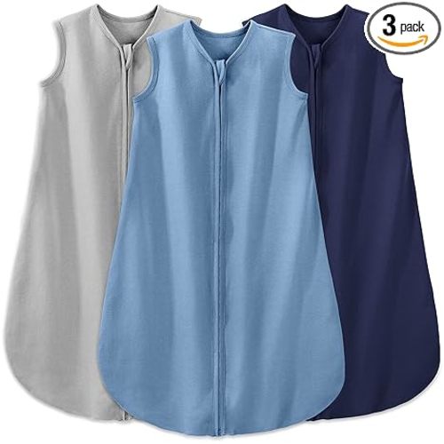 Yoofoss Baby Sleep Sack 0-6 Months Wearable Blanket for Babies 100% Organic Cotton 2-Way Zipper TOG 0.5 Toddler Sleeping Sack 3 Pack, Sleep Sacks