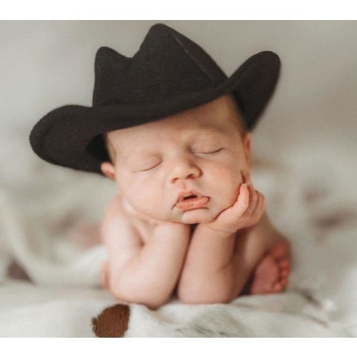 Newborn Cowboy Hats, Outfit, Cow Print, Photography Prop, Chaps, Vest, Country Themed, Rodeo Boy, Horse Rancher, First Boy / Girl Photo.