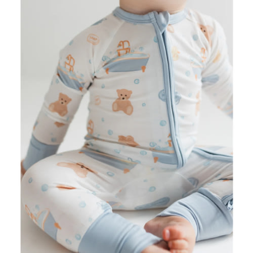 Blue Bath Time Zipper Romper – In My Jammers