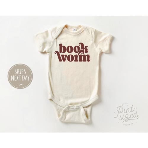 Book Worm Baby Onesie® - Retro Bodysuit - Cute Natural Baby Onesie®