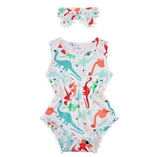 UNICOMIDEA Baby Girls Outfit Newborn Romper Jumpsuits Sleeveless One-Piece Clothes 0-24 Months Bodysuit with Headband