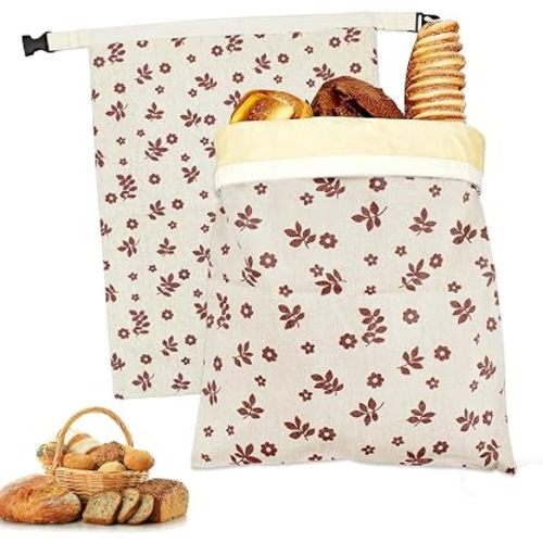 Saicefe 2 Pack Reusable Beeswax Bread Bags for Sourdough & Homemade Bread