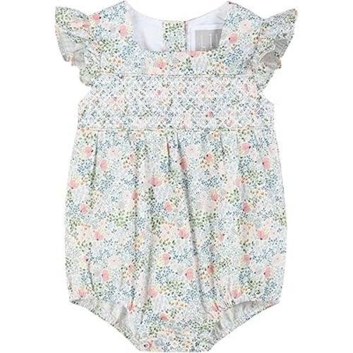 Lil cactus Pink Floral Print Smocked Futter Romper