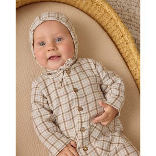 Pocketed Woven Jumpsuit Blue Plaid