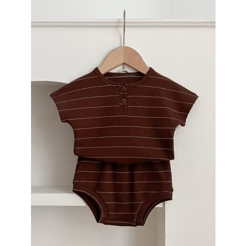 babys stripe pattern 2pcs summer casual outfit t shirt - Temu