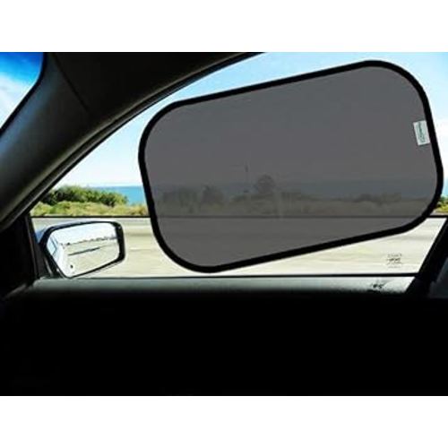 kinder Fluff Car Window Shade (4X Transparent Sunshades) - The Only Certified Car Window Sun Shade for Driver Proven to Block 99.95% UVR - Standard