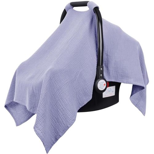 Metplus Muslin Car Seat Cover for Babies - Carseat Stroller Cover Infant Stroller Covers for Boys and Girls, Breathable & Lightweight, Fits Most Strollers & Baby Car Seats