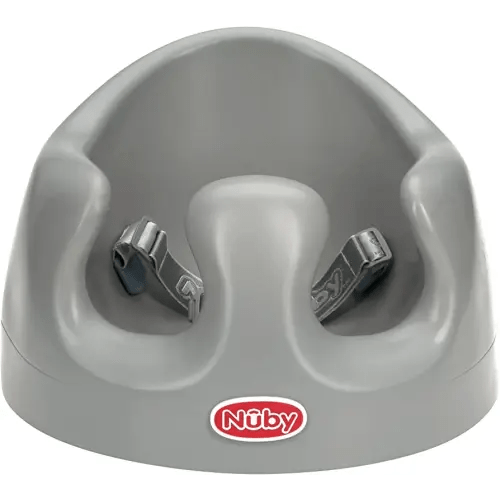 Nuby My Floor Seat - Portable Baby Chair with Soft Foam Cushion, Safety Harness, and High Back Design - 4+ Months - Gray