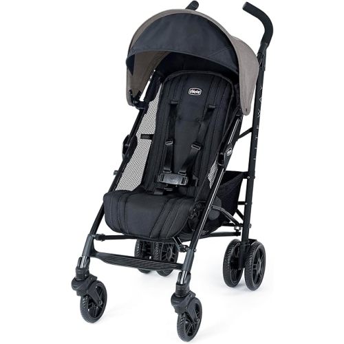 Chicco Liteway Stroller, Compact Fold Baby Stroller with Canopy, Lightweight Aluminum Frame Umbrella Stroller, for Use with Babies and Toddlers up to 40 lbs, Dune/Brown