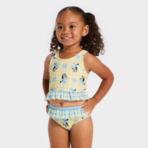 Toddler Girls' Bluey Ruffle Bikini - Yellow 4T