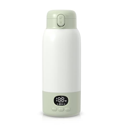 Portable Bottle Warmer for Travel,Milk Warmer for Baby Breastmilk with Fast Heating & Precise Temp Control, Bottle Warmer for Car, Outdoors, 17 Ounces Large Capacity,Green