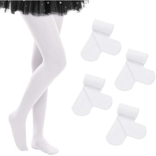 Century Star 4 Pairs Tights for Girls-Soft Footed Ballet Dance Toddler Tights Stockings School Uniform Kids Leggings