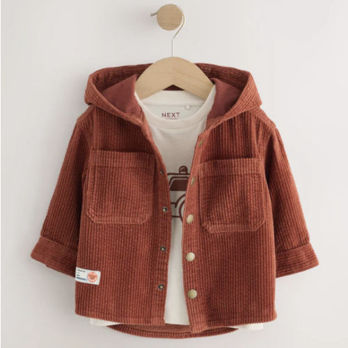 12-18M Buy Rust Red Hooded Corduroy Overshirt & T-Shirt Set 2 Piece (3mths-7yrs) from Next USA