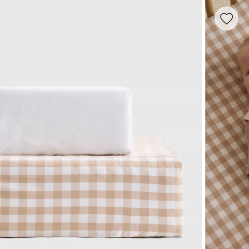 Organic Percale Gingham Crib Sheet 2-Pack in Cafe