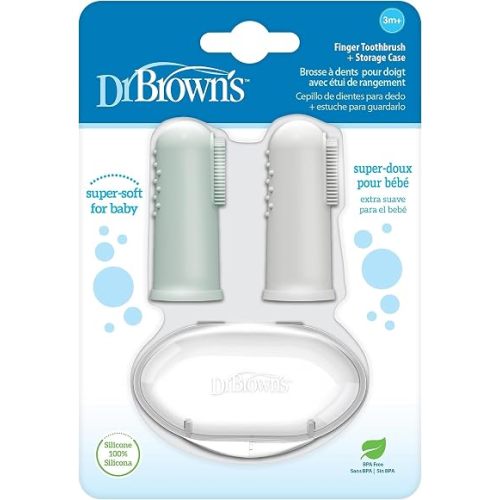 Dr. Brown's 100% Silicone Baby Finger Toothbrush and Toothpaste Set,Toothbrush & Infant-to-Toddler Training, Soft for Baby's First Teeth,Giraffe,0-3 Years,2 Count (Pack of 6)