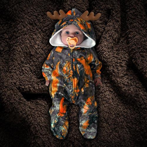 Camouflage Orange Baby Infant Jumpsuit Romper With Antlers