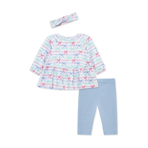 Ribbons Cotton Tunic, Pants & Headband Set, 9M