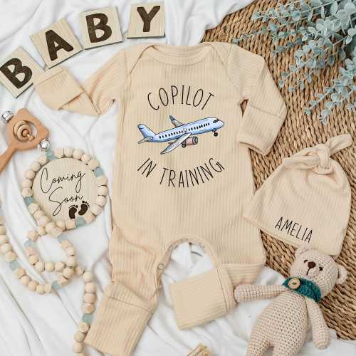 Copilot In Training Baby Bodysuit, Cute Airplane Baby Outfit, Custom Newborn Romper, Baby Shower Gift, Future Pilot, Daddy's Copilot
