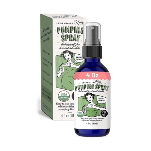 Legendairy Milk Pumping Spray 4 oz., Helps Sore Nipples & Clogged Ducts, Organic Lubricant for Breast Shields and Flanges, Vegan Breast Pump Spray, Natural & Lanolin-Free, Made in USA