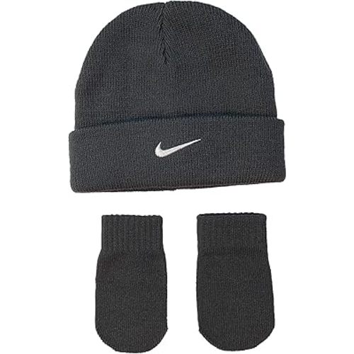Nike Toddler Boys Beanie and Mittens 2 Piece Set (G(7A2313-693)/W, 2-4T)
