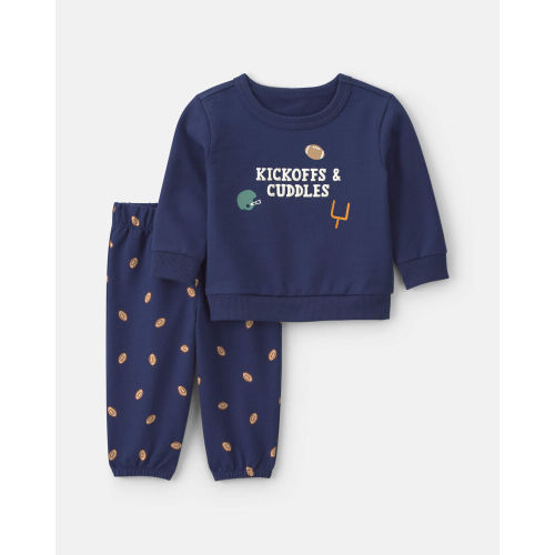 Baby Boy 2-Piece Football French Terry Pullover & Pant Set - Navy Blue | Carter’s Oshkosh Canada