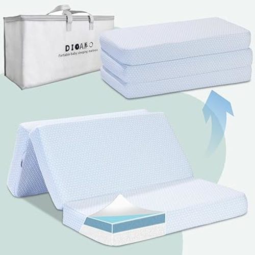 Trifold Pack and Play Mattress,38x26 Pack n Play Mattresses Dual Sided Firm & Soft Mermory Foam, Portable Travel Baby Mattress for Pack N Play with Removable Breathable Cover