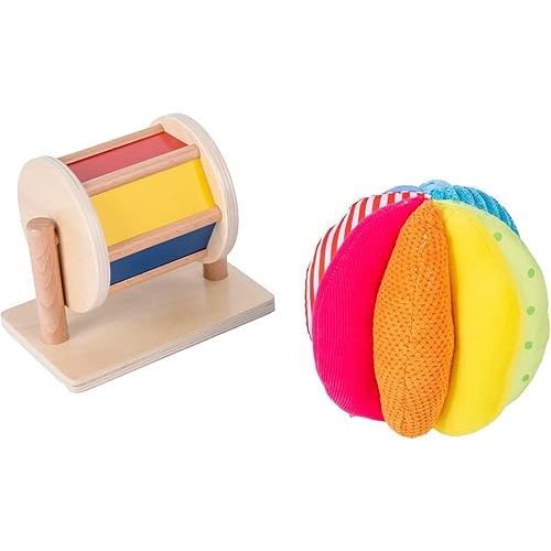 Adena Montessori Play Kit: Spinning Drum & Fabric Ball, 6-12m