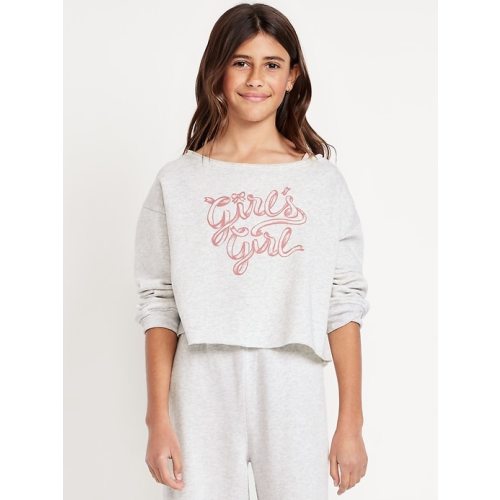 Boat-Neck Graphic Sweatshirt for Girls