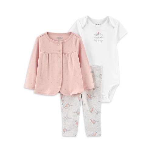 Carter's Child of Mine Baby Girl Cardigan Outfit Set, 3-Piece, Sizes Preemie-6/9M