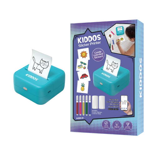 Kiddos Sticker Maker Machine – Sticker Maker for Kids 8+ DIY Arts and Crafts Kit with Markers, Sticker Rolls & App