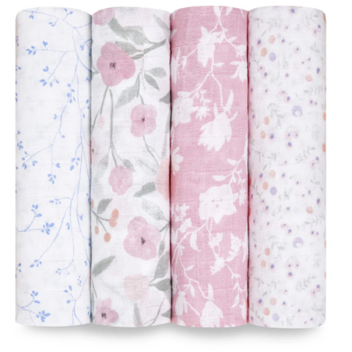 Floral Cotton Muslin Swaddles 4pk | aden + anais