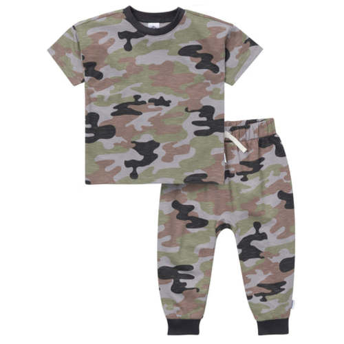 2-Piece Infant & Toddler Boys Green Camo T-Shirt & Jogger Pants Set