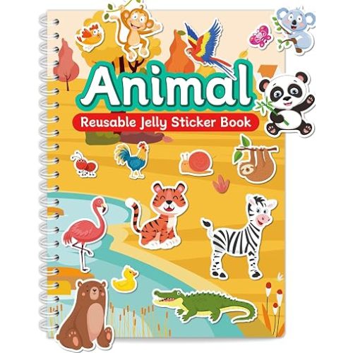 Zartores Reusable Sticker Book, Jelly Stickers for Kids, Boys Girls Gift