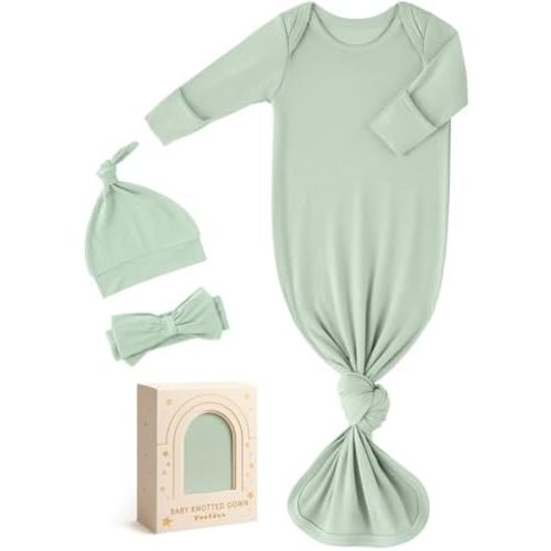 Yoofoss Baby Knotted Gowns 0-3 Months, Newborn Sleepers Hospital Coming Home Outfit for Photograph, Soft Breathable Comfort