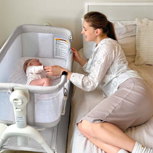 HARPPA 3 in 1 Baby Bassinet, Bedside Sleeper, Rocking Cradle, Adjustable Height, Gray