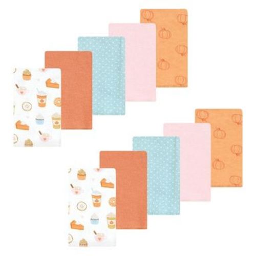 Luvable Friends Hudson Baby Flannel Burp Cloths 10pk, Harvest Pumpkin Spice